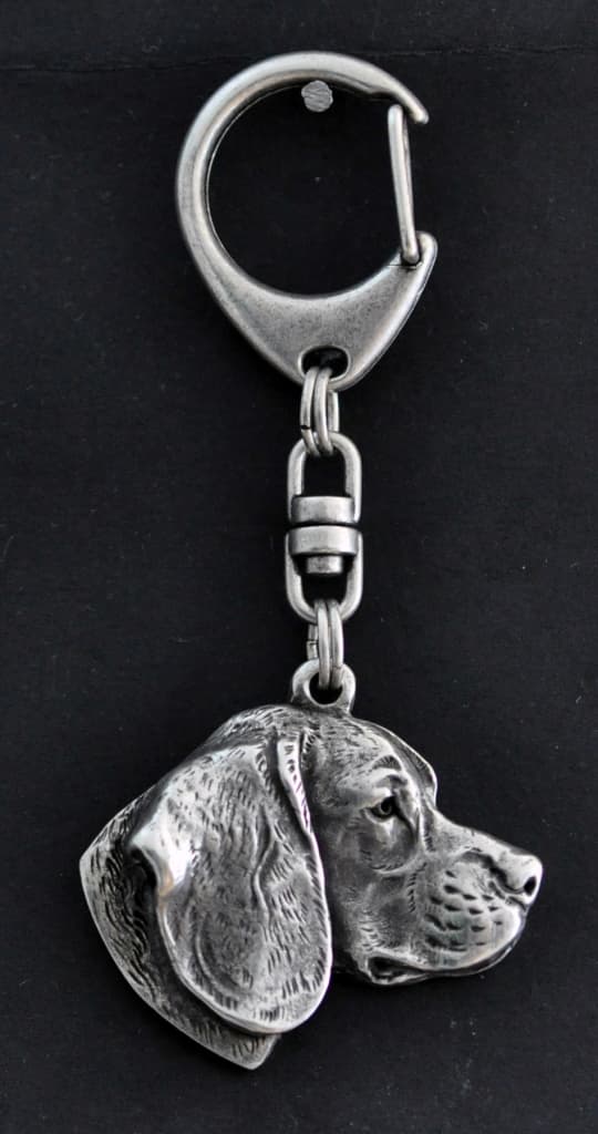 Beagle - hopeoitu avaimenperä koiralla, käsilaukkukoriste, Art-Dogin reppuriipus