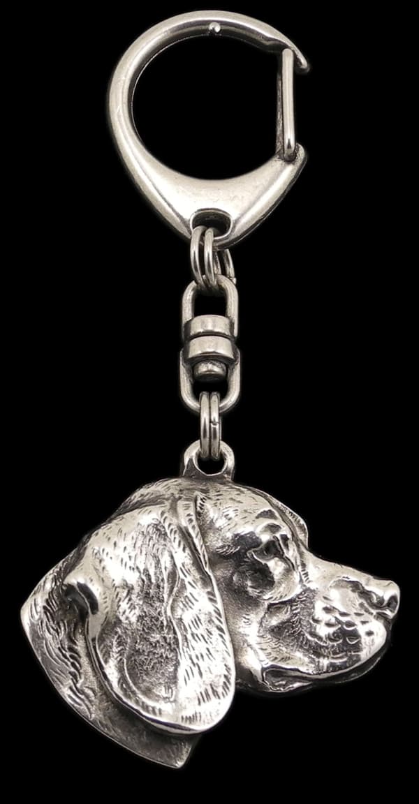 Beagle - hopeoitu avaimenperä koiralla, käsilaukkukoriste, Art-Dogin reppuriipus