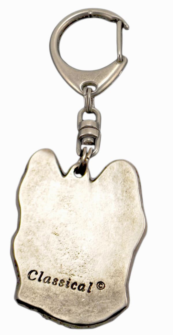 French Shepherd Briard, Berger de Brie - silverpläterad nyckelring med hund, handväska dekoration, ryggsäckshänge från Art-Dog