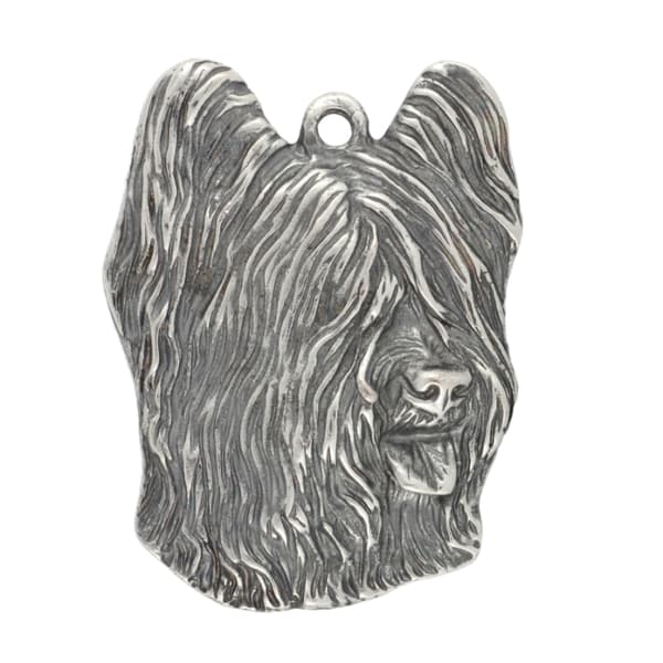 French Shepherd Briard, Berger de Brie - silverpläterad nyckelring med hund, handväska dekoration, ryggsäckshänge från Art-Dog