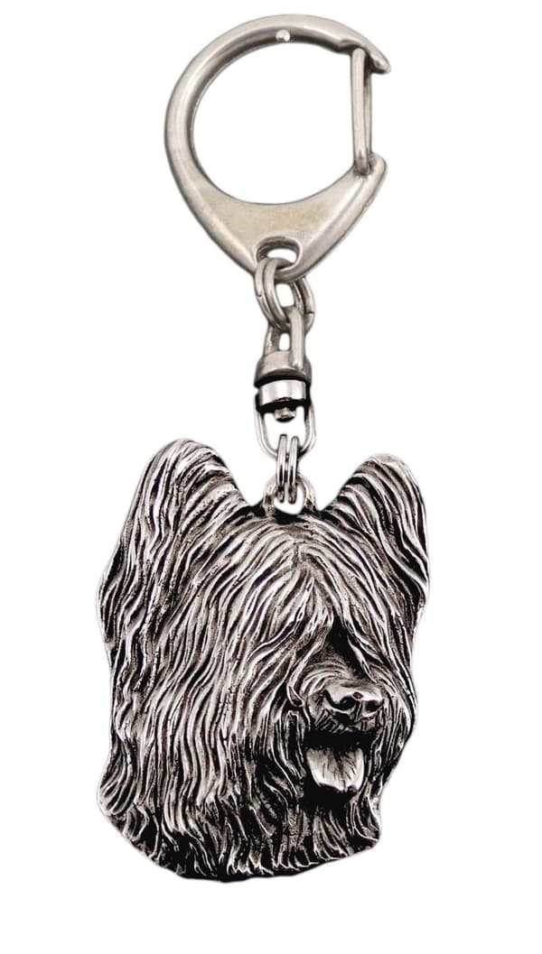 French Shepherd Briard, Berger de Brie - silverpläterad nyckelring med hund, handväska dekoration, ryggsäckshänge från Art-Dog