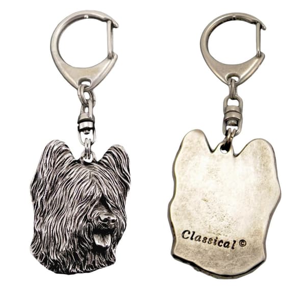 French Shepherd Briard, Berger de Brie - silverpläterad nyckelring med hund, handväska dekoration, ryggsäckshänge från Art-Dog
