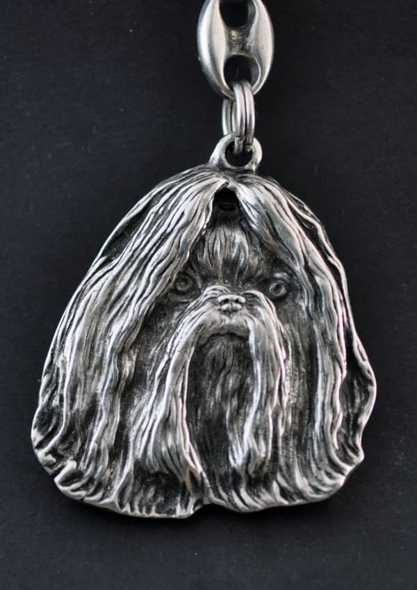 Shih Tzu, Shi tsu, Shi-Tzu, Szi-cu, Szitzu I - silverpläterad nyckelring med hund, handväska dekoration, ryggsäckshänge från Art-Dog