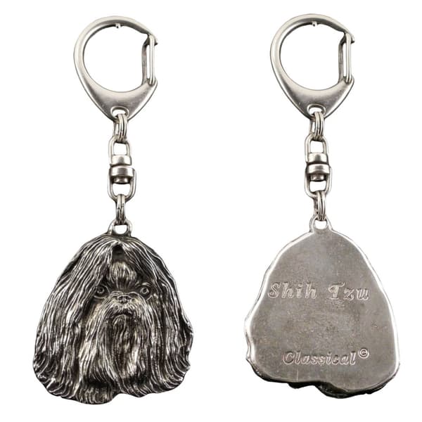 Shih Tzu, Shi tsu, Shi-Tzu, Szi-cu, Szitzu I - silverpläterad nyckelring med hund, handväska dekoration, ryggsäckshänge från Art-Dog