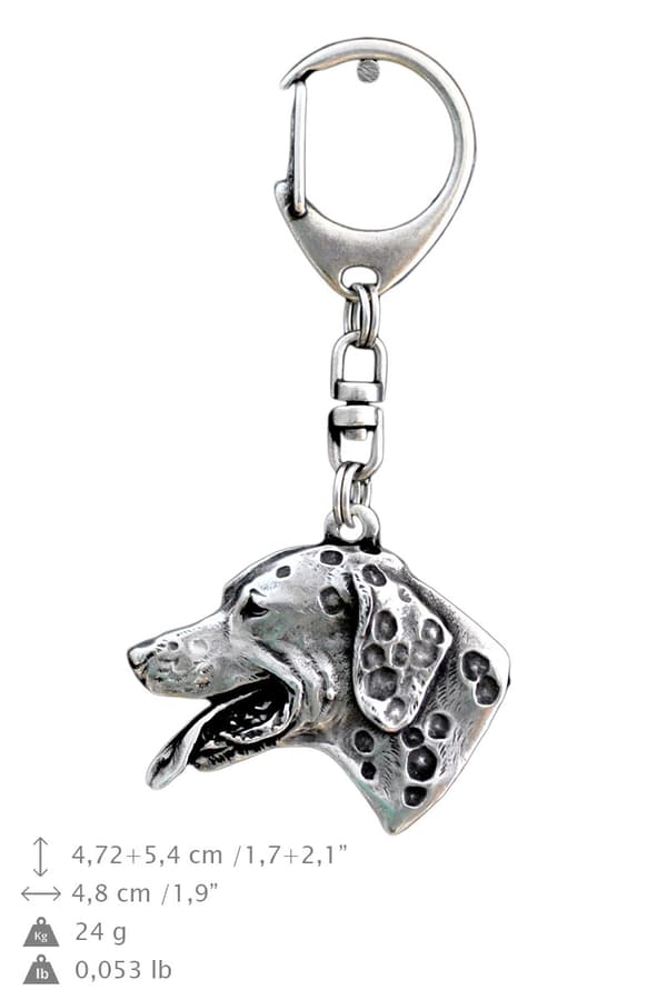 Dalmatian, Dalmatian Pointer - silverpläterad nyckelring med hund, handväska dekoration, ryggsäckshänge från Art-Dog