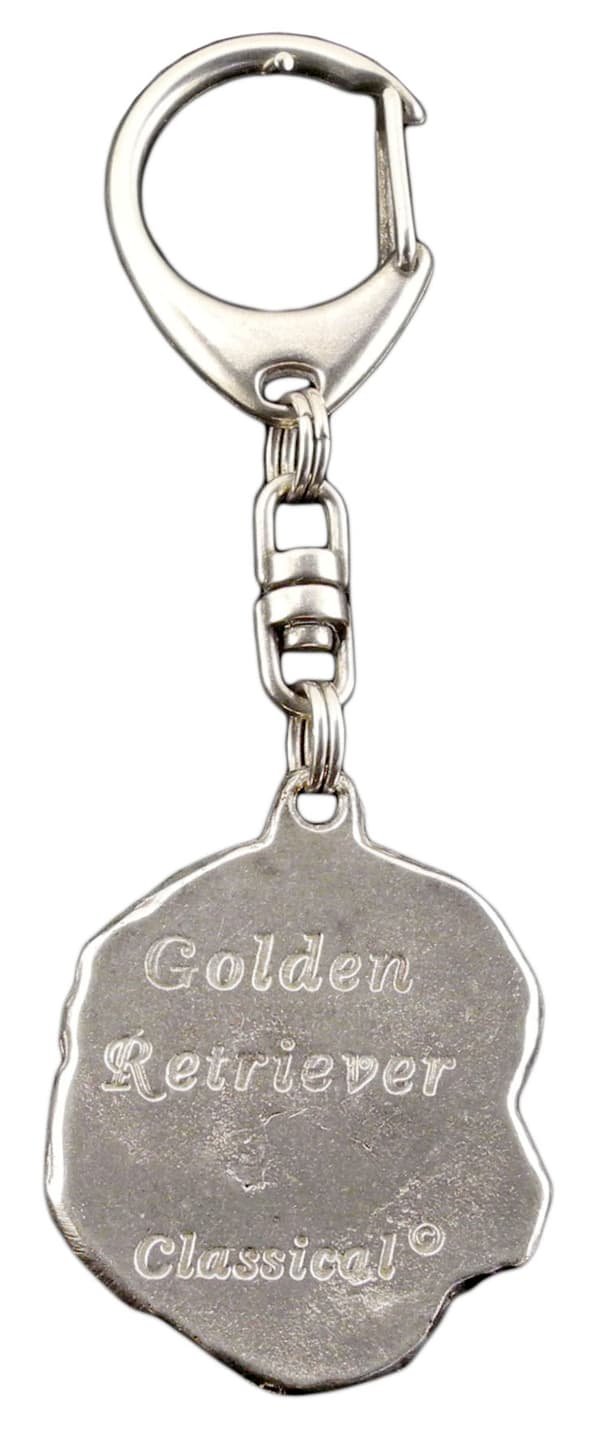 Golden Retriever - silverpläterad nyckelring med hund, handväska dekoration, ryggsäckshänge från Art-Dog