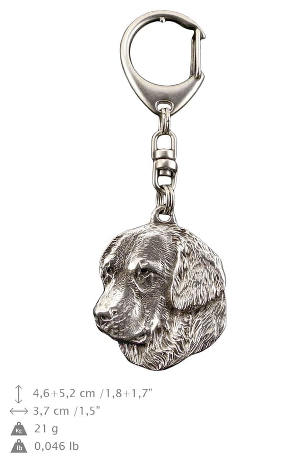 Golden Retriever - silverpläterad nyckelring med hund, handväska dekoration, ryggsäckshänge från Art-Dog