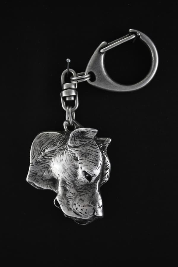 Grand Danois, Dogo Argentino - silverpläterad nyckelring med hund, handväska dekoration, ryggsäckshänge från Art-Dog