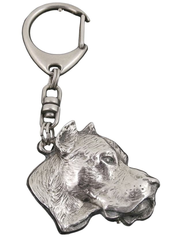 Grand Danois, Dogo Argentino - silverpläterad nyckelring med hund, handväska dekoration, ryggsäckshänge från Art-Dog