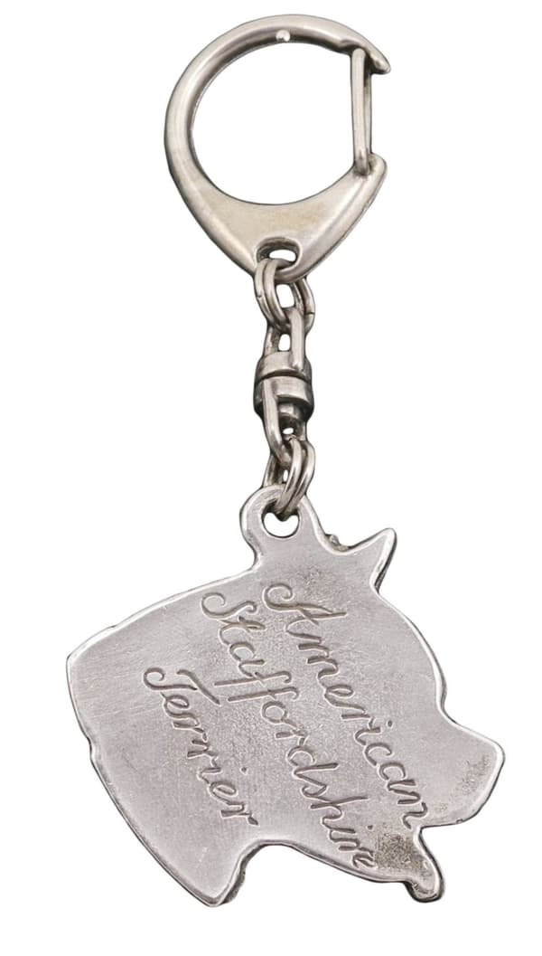 American Staffordshire terrier, Amstaff, Amstaf I - silverpläterad nyckelring med hund, handväska dekoration, ryggsäckshänge från Art-Dog