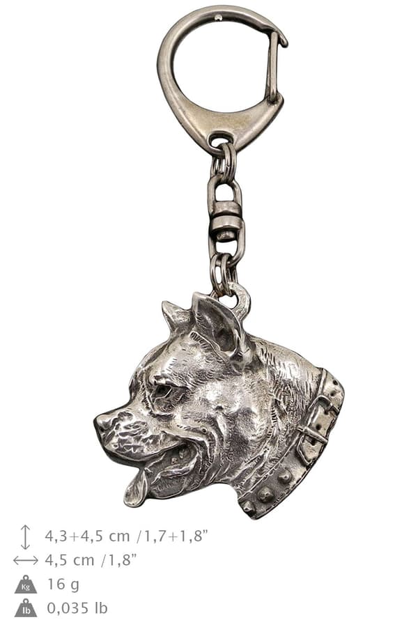 American Staffordshire terrier, Amstaff, Amstaf I - silverpläterad nyckelring med hund, handväska dekoration, ryggsäckshänge från Art-Dog