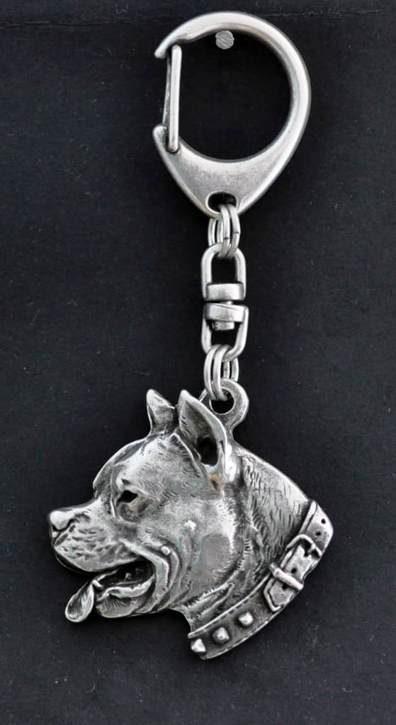 American Staffordshire terrier, Amstaff, Amstaf I - silverpläterad nyckelring med hund, handväska dekoration, ryggsäckshänge från Art-Dog