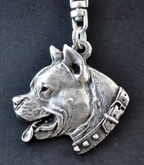 American Staffordshire terrier, Amstaff, Amstaf I - silverpläterad nyckelring med hund, handväska dekoration, ryggsäckshänge från Art-Dog