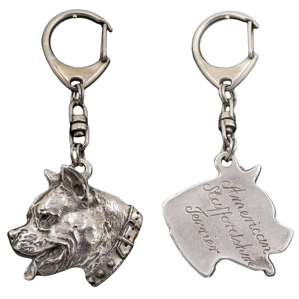 American Staffordshire terrier, Amstaff, Amstaf I - silverpläterad nyckelring med hund, handväska dekoration, ryggsäckshänge från Art-Dog