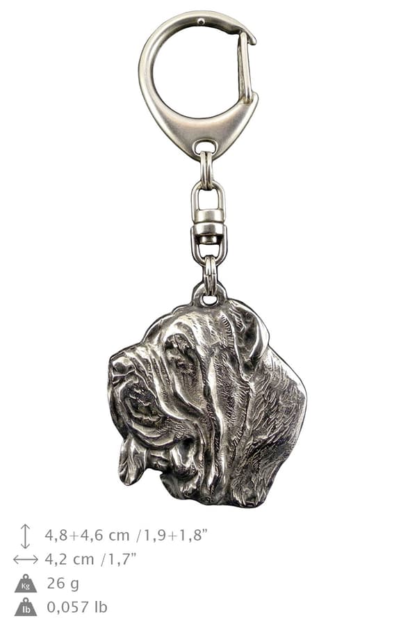 Napolitansk mastiff, napolitansk mastiff, Mastino napoletano - sølvbelagt nøglering med hund, håndtaskedekoration, rygsækvedhæng fra Art-Dog