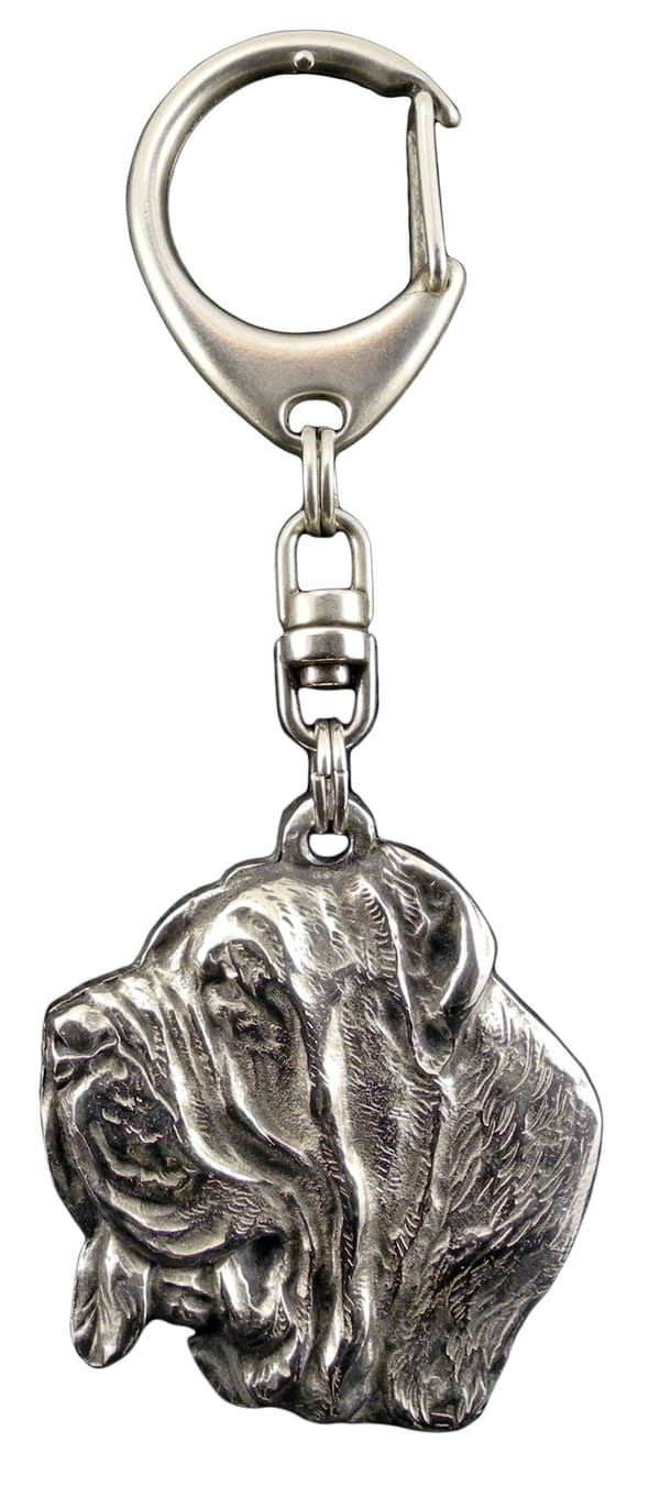 Napolitansk mastiff, napolitansk mastiff, Mastino napoletano - sølvbelagt nøglering med hund, håndtaskedekoration, rygsækvedhæng fra Art-Dog