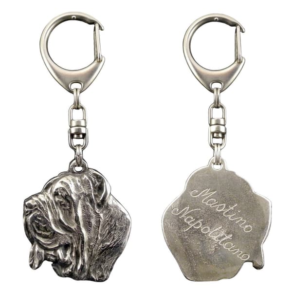 Napolitansk mastiff, napolitansk mastiff, Mastino napoletano - sølvbelagt nøglering med hund, håndtaskedekoration, rygsækvedhæng fra Art-Dog