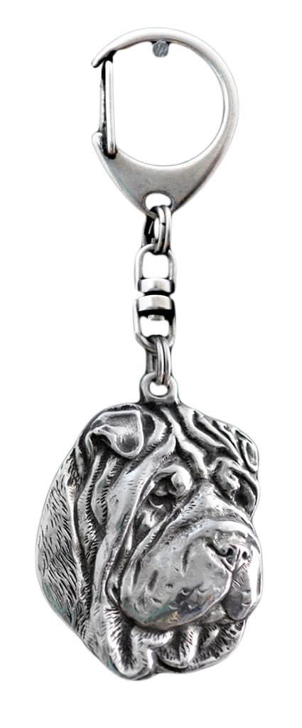 Shar Pei - silverpläterad nyckelring med hund, handväska dekoration, ryggsäckshänge från Art-Dog