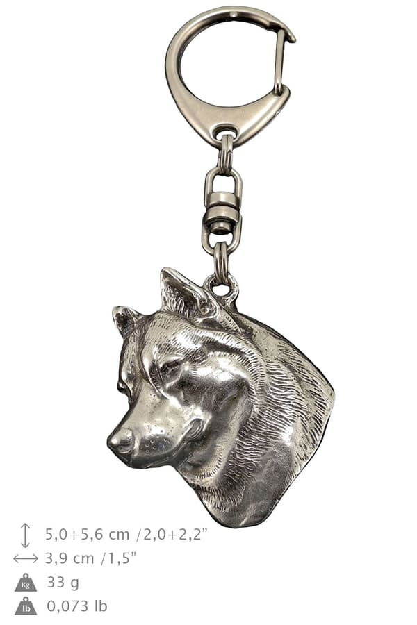 Siberian Husky, Siberian Husky - silverpläterad nyckelring med hund, handväska dekoration, ryggsäckshänge från Art-Dog