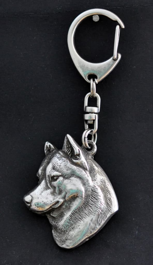 Siberian Husky, Siberian Husky - silverpläterad nyckelring med hund, handväska dekoration, ryggsäckshänge från Art-Dog