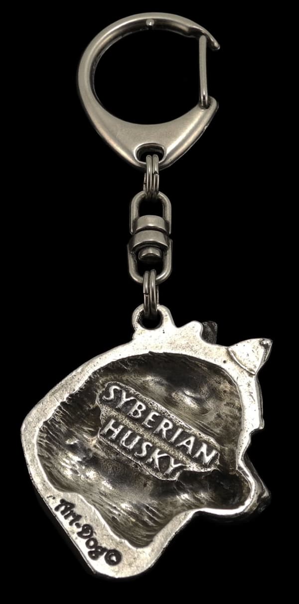 Siberian Husky, Siberian Husky - silverpläterad nyckelring med hund, handväska dekoration, ryggsäckshänge från Art-Dog