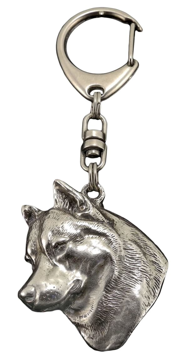Siberian Husky, Siberian Husky - silverpläterad nyckelring med hund, handväska dekoration, ryggsäckshänge från Art-Dog