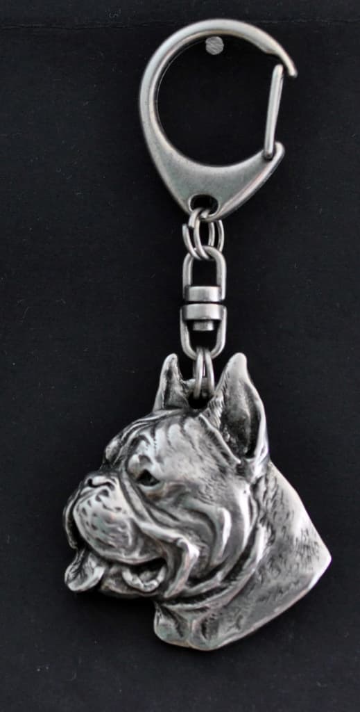 Boxer, Boxer I - hopeoitu avaimenperä koiralla, käsilaukkukoriste, Art-Dogin reppuriipus
