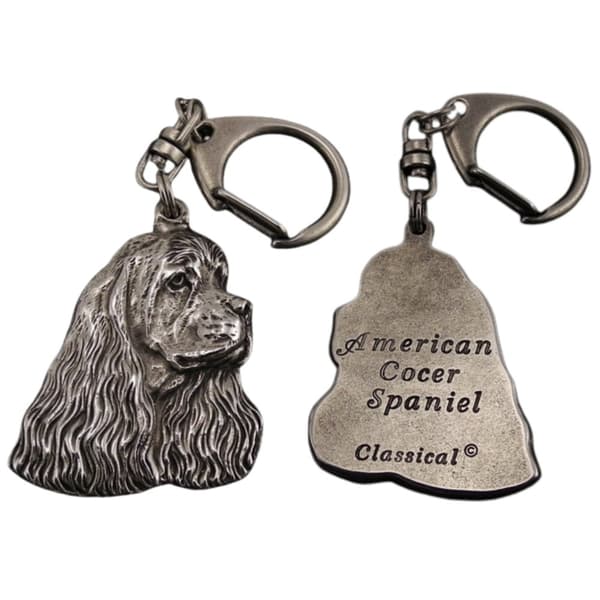 American Cocker Spaniel - silverpläterad nyckelring med hund, handväska dekoration, ryggsäckshänge från Art-Dog