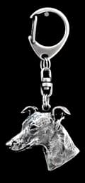 Miniatyrbild 9 av 10: Whippet, engelsk vinthund - silverpläterad nyckelring med hund, handväska dekoration, ryggsäckshänge från Art-Dog