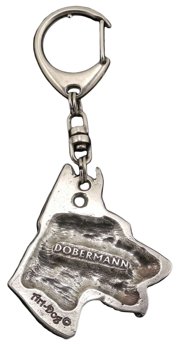 Doberman, Dobermann I - silverpläterad nyckelring med hund, handväska dekoration, ryggsäckshänge från Art-Dog
