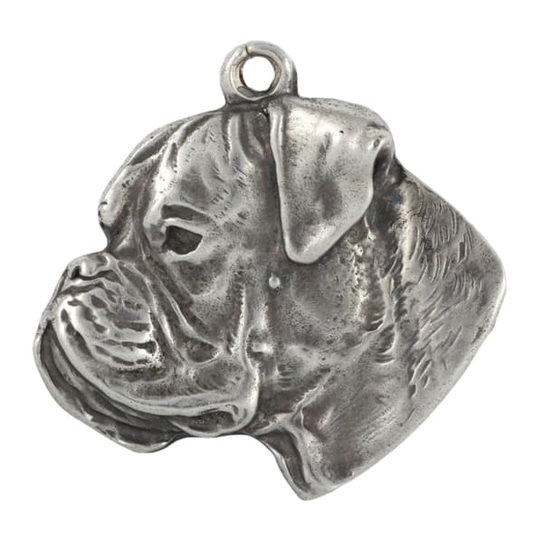 Boxer, Boxer III - silverpläterad nyckelring med hund, handväska dekoration, ryggsäckshänge från Art-Dog