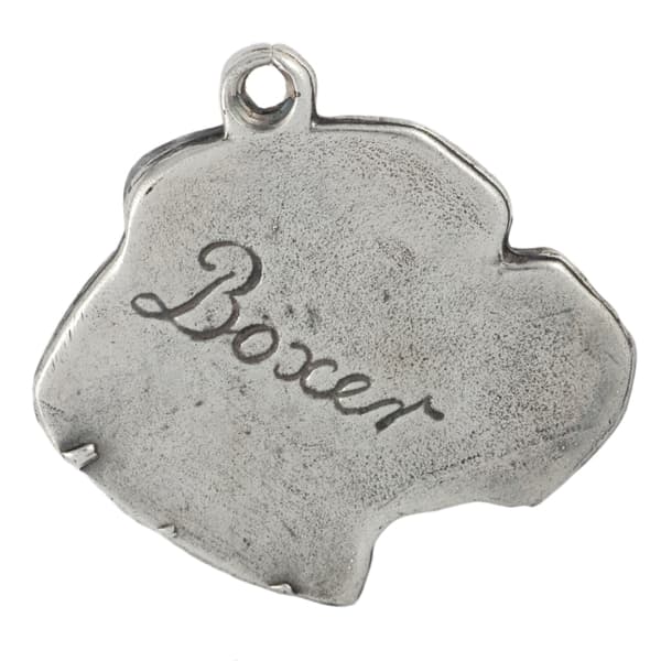 Boxer, Boxer III - silverpläterad nyckelring med hund, handväska dekoration, ryggsäckshänge från Art-Dog