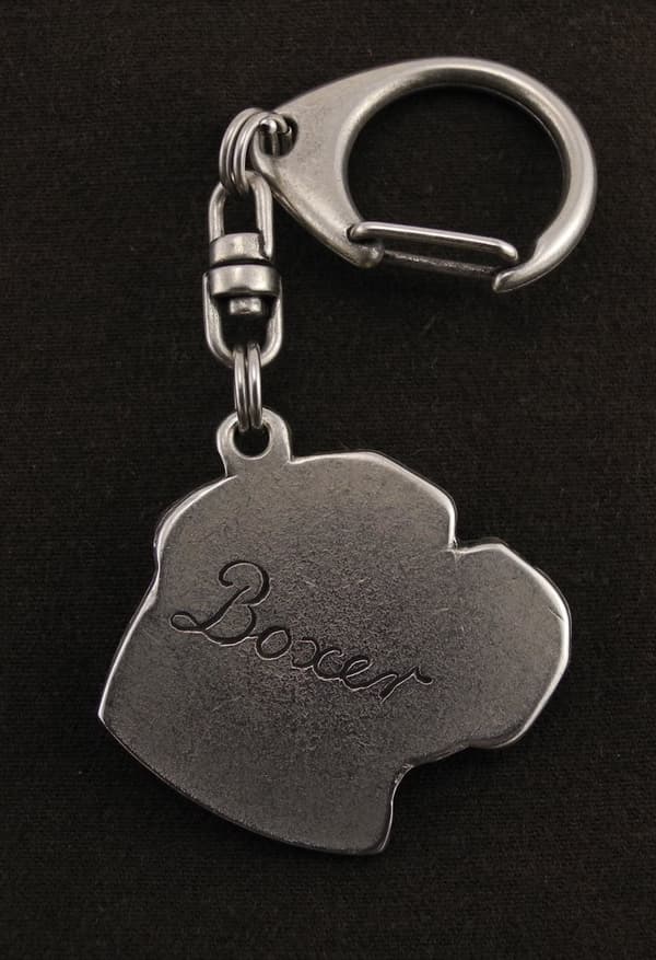 Boxer, Boxer III - silverpläterad nyckelring med hund, handväska dekoration, ryggsäckshänge från Art-Dog