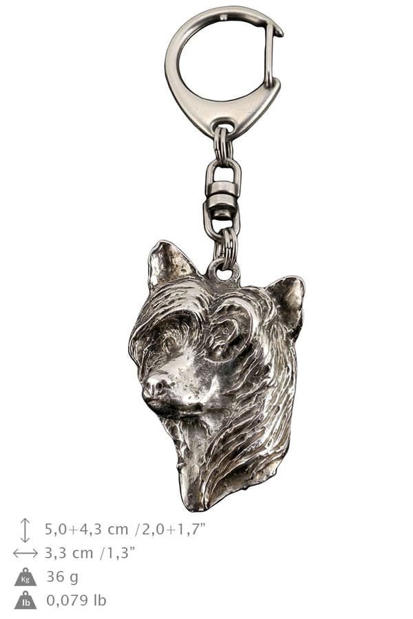 Chinese Crested Dog - silverpläterad nyckelring med hund, handväska dekoration, ryggsäckshänge från Art-Dog
