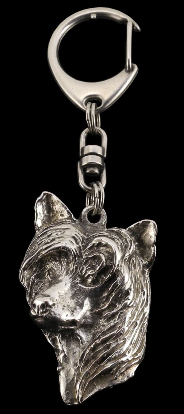 Chinese Crested Dog - silverpläterad nyckelring med hund, handväska dekoration, ryggsäckshänge från Art-Dog