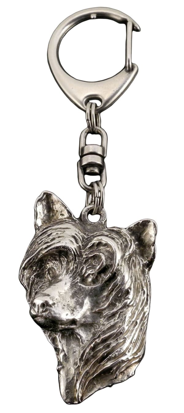 Chinese Crested Dog - silverpläterad nyckelring med hund, handväska dekoration, ryggsäckshänge från Art-Dog