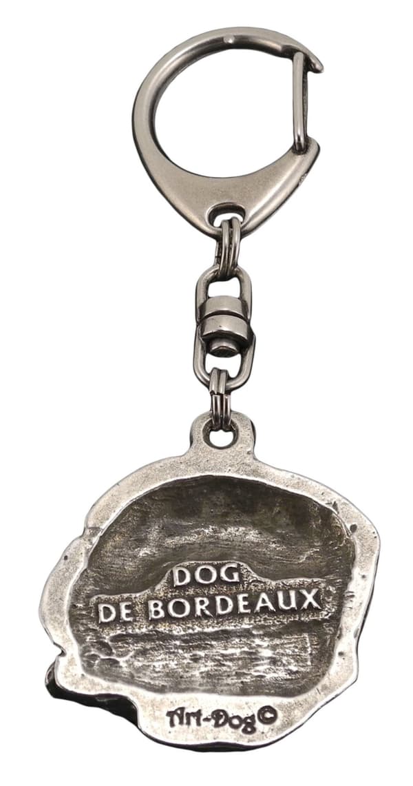 Bordeaux Dog, Dogue de Bordeaux, Ranskan mastiffi I - hopeoitu avaimenperä koiralla, käsilaukun koristelu, reppuriipus Art-Dog