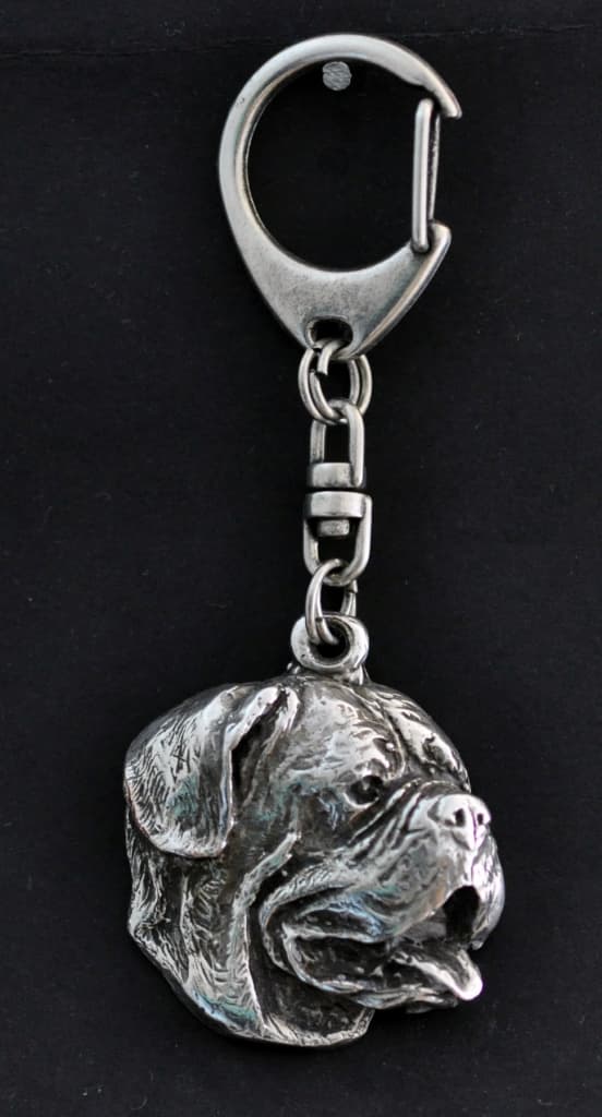 Bordeaux Dog, Dogue de Bordeaux, Ranskan mastiffi I - hopeoitu avaimenperä koiralla, käsilaukun koristelu, reppuriipus Art-Dog