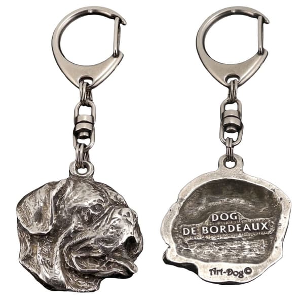 Bordeaux Dog, Dogue de Bordeaux, Ranskan mastiffi I - hopeoitu avaimenperä koiralla, käsilaukun koristelu, reppuriipus Art-Dog