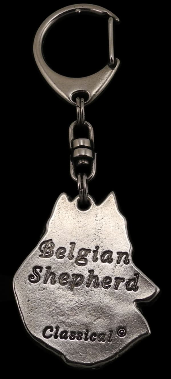 Belgisk hyrdehund, belgisk bjerghund - sølvbelagt nøglering med hund, håndtaskedekoration, rygsækvedhæng fra Art-Dog