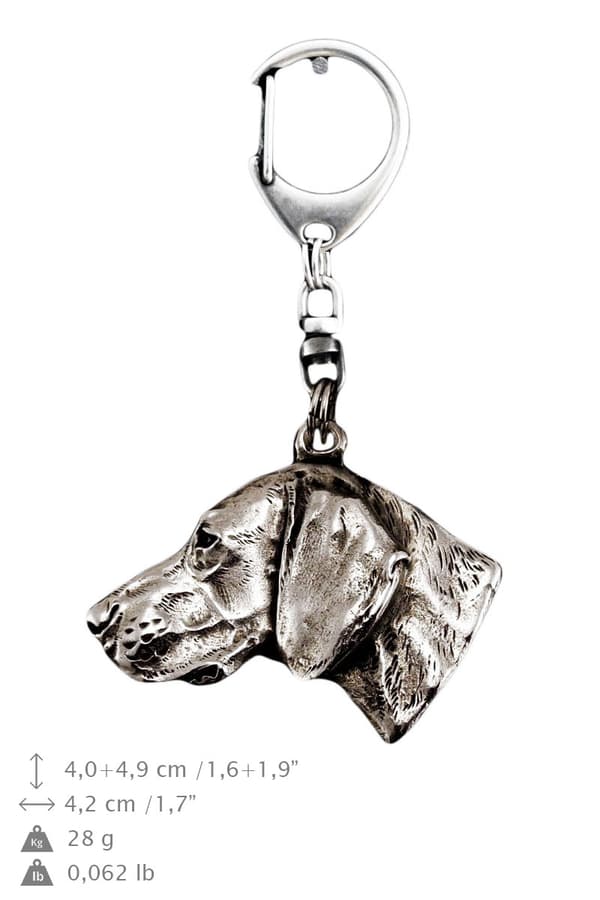 Weimaraner, Weimaraner - silverpläterad nyckelring med hund, handväska dekoration, ryggsäckshänge från Art-Dog
