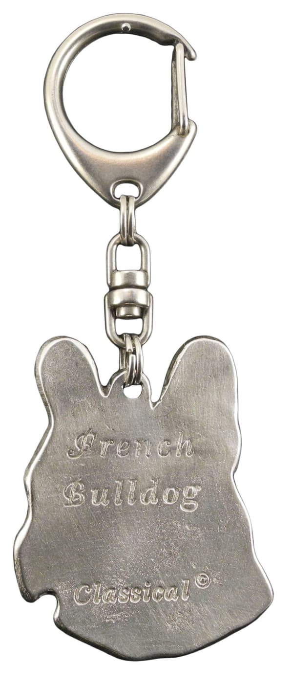 Fransk bulldog I - silverpläterad nyckelring med hund, handväska dekoration, ryggsäckshänge från Art-Dog
