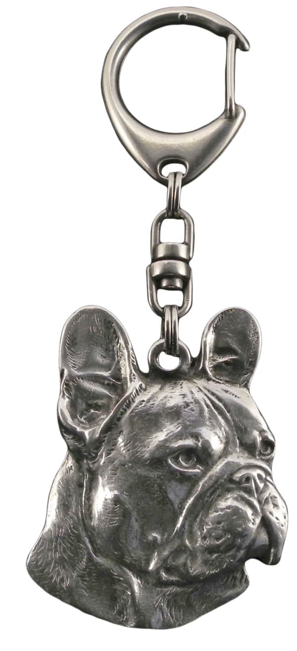 Fransk bulldog I - silverpläterad nyckelring med hund, handväska dekoration, ryggsäckshänge från Art-Dog