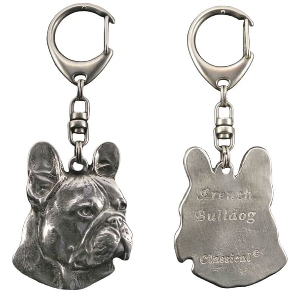 Fransk bulldog I - silverpläterad nyckelring med hund, handväska dekoration, ryggsäckshänge från Art-Dog