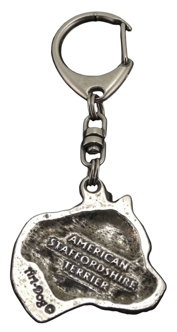 American Staffordshire terrier, Amstaff, Amstaf II - silverpläterad nyckelring med hund, handväska dekoration, ryggsäckshänge från Art-Dog
