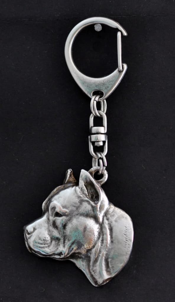 American Staffordshire terrier, Amstaff, Amstaf II - silverpläterad nyckelring med hund, handväska dekoration, ryggsäckshänge från Art-Dog
