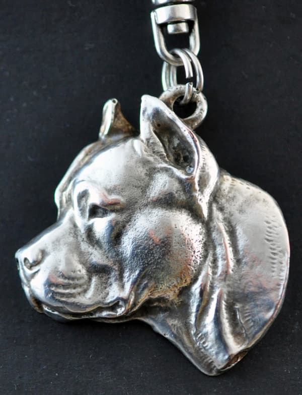 American Staffordshire terrier, Amstaff, Amstaf II - silverpläterad nyckelring med hund, handväska dekoration, ryggsäckshänge från Art-Dog
