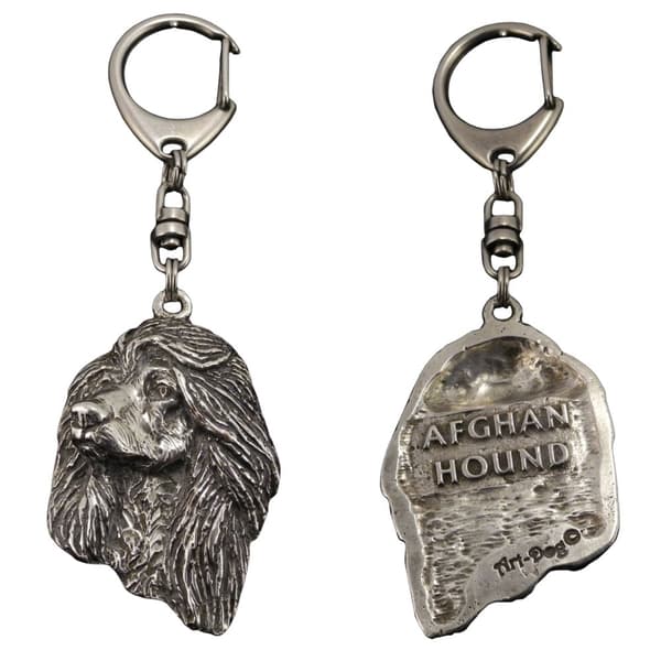 Afghan Hound I - silverpläterad nyckelring med hund, handväska dekoration, ryggsäckshänge från Art-Dog