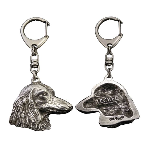 Mäyräkoira - hopeoitu avaimenperä koiralla, käsilaukkukoriste, Art-Dogin reppuriipus