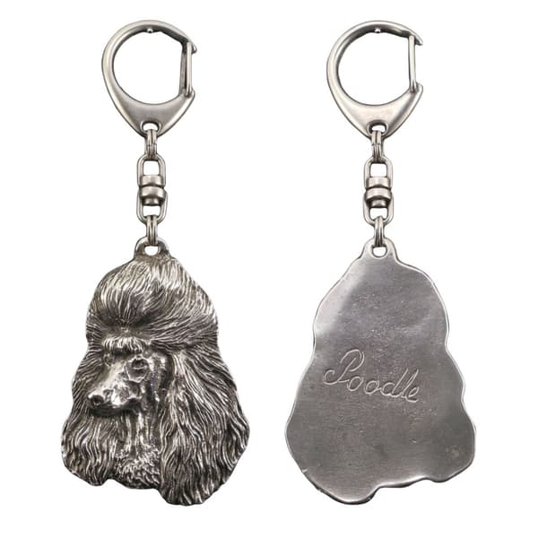Pudel - silverpläterad nyckelring med hund, handväska dekoration, ryggsäckshänge från Art-Dog